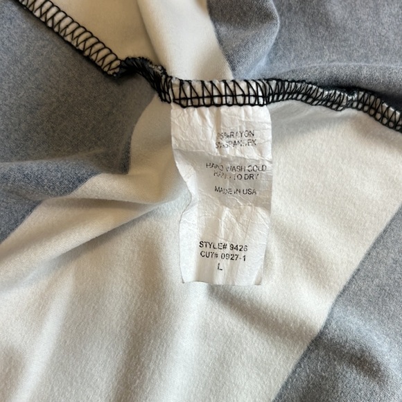 Cool Melon Cardigan Blue, White, Black Striped with brown elbow patches Large - Picture 3 of 4